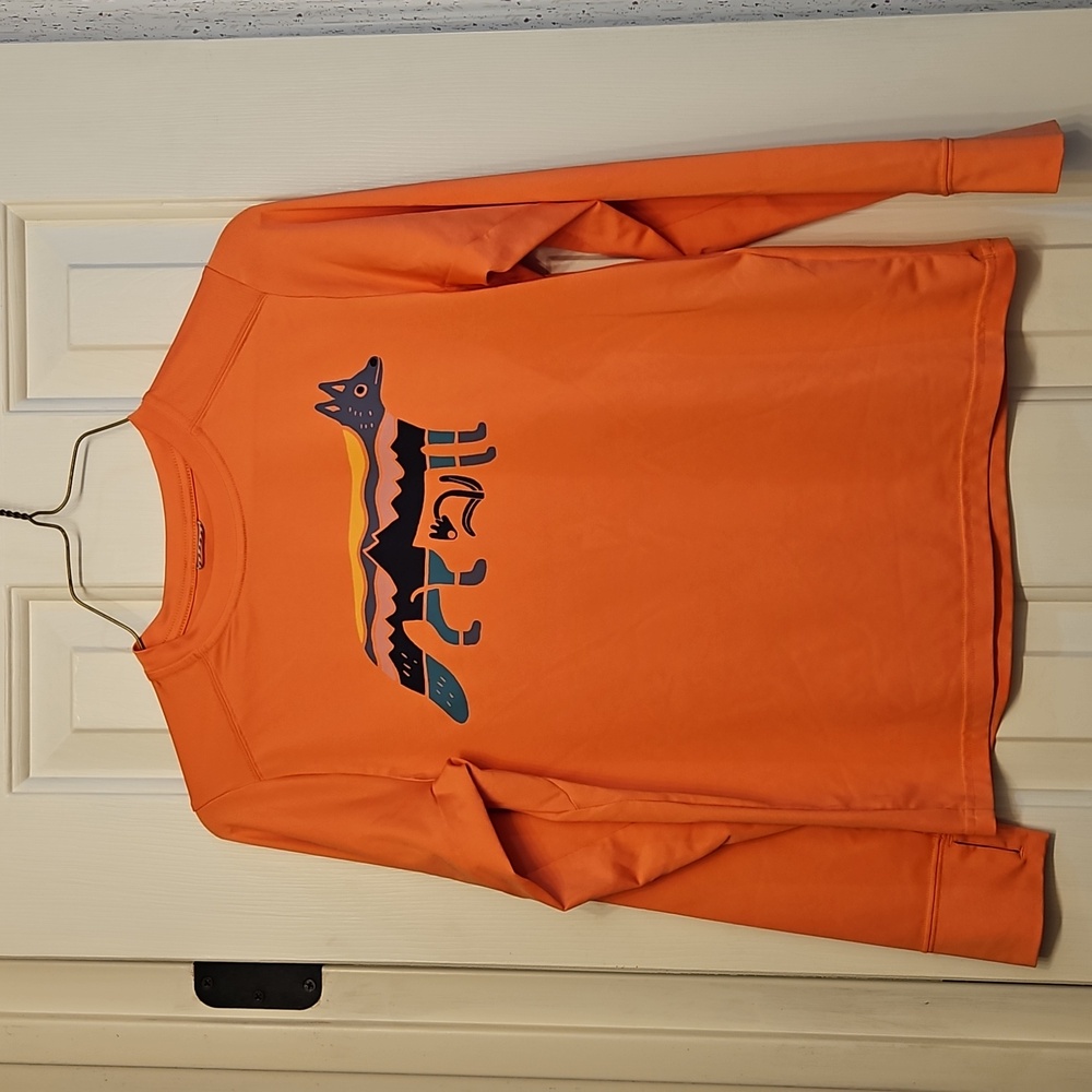 Patagonia Capilene Silkweight Graphic LongSleeve Shirt Kids M(10)Thumb Holes